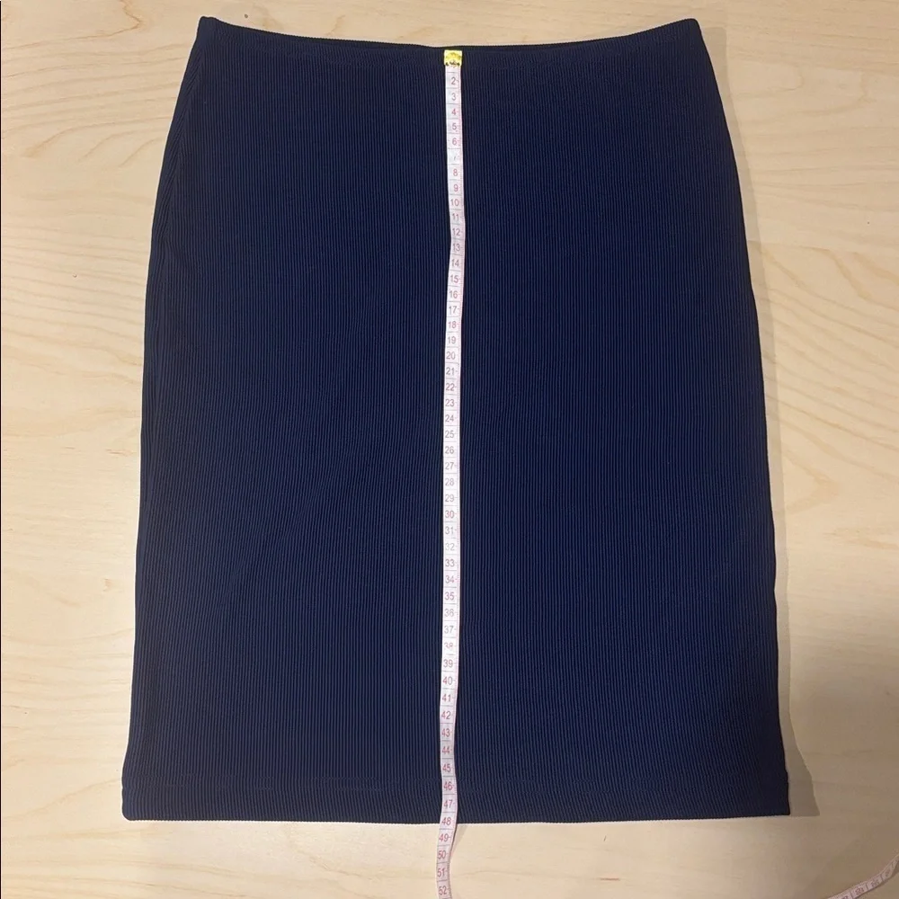 American Apparel Deep Blue Above Knee Ribbed Pencil Skirt (L) - Picture 6 of 6